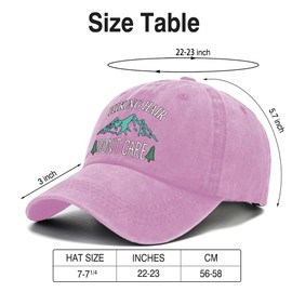 Pishovi Hiking Hair Don't Care Pink Baseball Cap, Vintage Adjustable Cotton Cap, Retirement Gifts for Men Women, Birthday Thank You Gifts for Camping Lovers Hiker Aunt Friend, Hiking Hats for Mom Dad