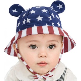 Zando Baby 4th of July American Flag Hat - Patriotic Red, White & Blue Sun Hat for Babies 0-6 Months, Boys & Girls