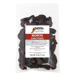 4oz Morita Chipotle Dried Whole Chile Peppers, Chili Seco Pods by 1400s Spices