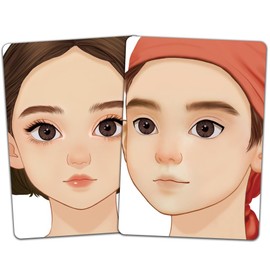 DELORIGIN Pack of 2 Face Painting Exercise Boards, Reusable Make-Up Painting Exercise Board, Painting Exercise Template for Make-Up Beginners (Short Hair Woman Headscarf Man)