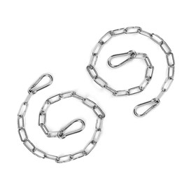 2PCS Stainless Steel Gate Chain Lock - 24 Inch Chain Link with Double-Ended Carabiners for Outdoor Fence and Metal Gates - Secure Gate Latches and Locks for Cow, Horse, Dog, Pet Cages