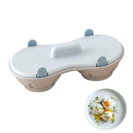 Egg Poacher Microwave Egg Cooker, 2 Cavity Edible Silicone Double Drain Poached Egg Cups, Microwave Egg Poacher Kitchen Cooking Gadgets