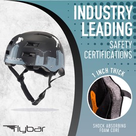 Flybar Bike Helmet- Multi Sport Dual Certified Adjustable Dial, Skateboard Helmet, Roller Skating, Pogo, Electric Scooter, Snowboard, Boys and Girls Kids- Adults Helmets (Fly,M-L)