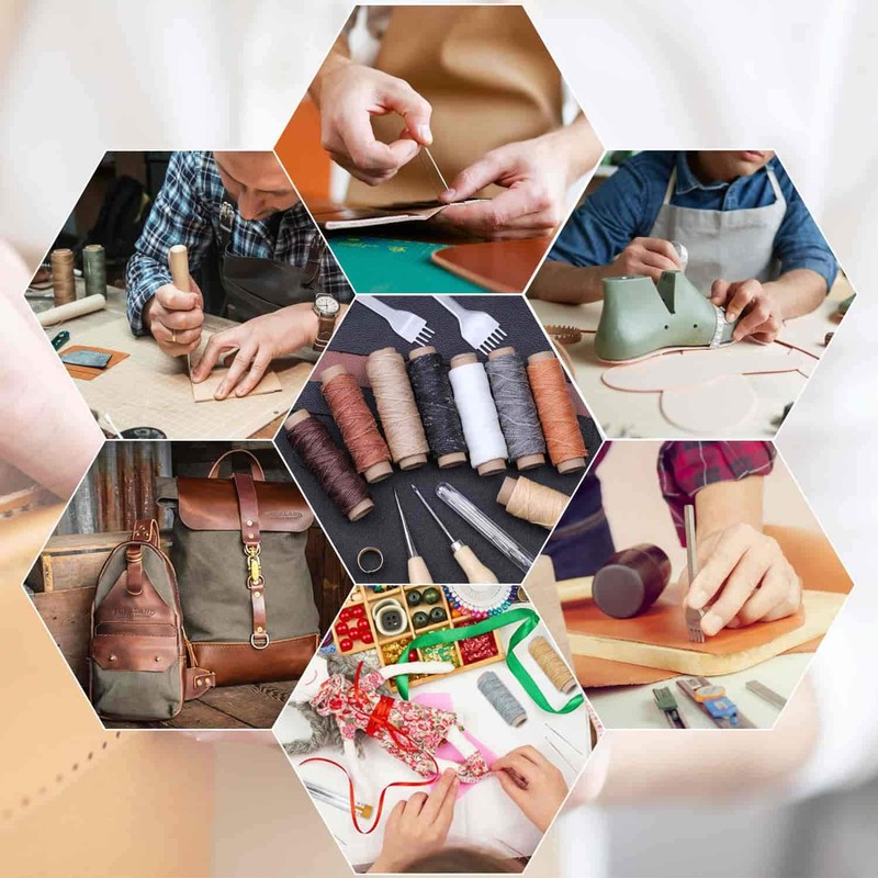 Cridoz 35 Pcs Leather Pouch Kit with Hole Punch, Sewing