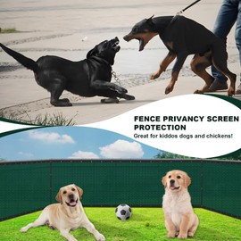 SUNLAX Privacy Fence Screen 6x25FT Heavy Duty Mesh Fence Net Cover with Grommets for Patio Porch Pool Backyard Outdoor Chain Link Fence, Dark Green