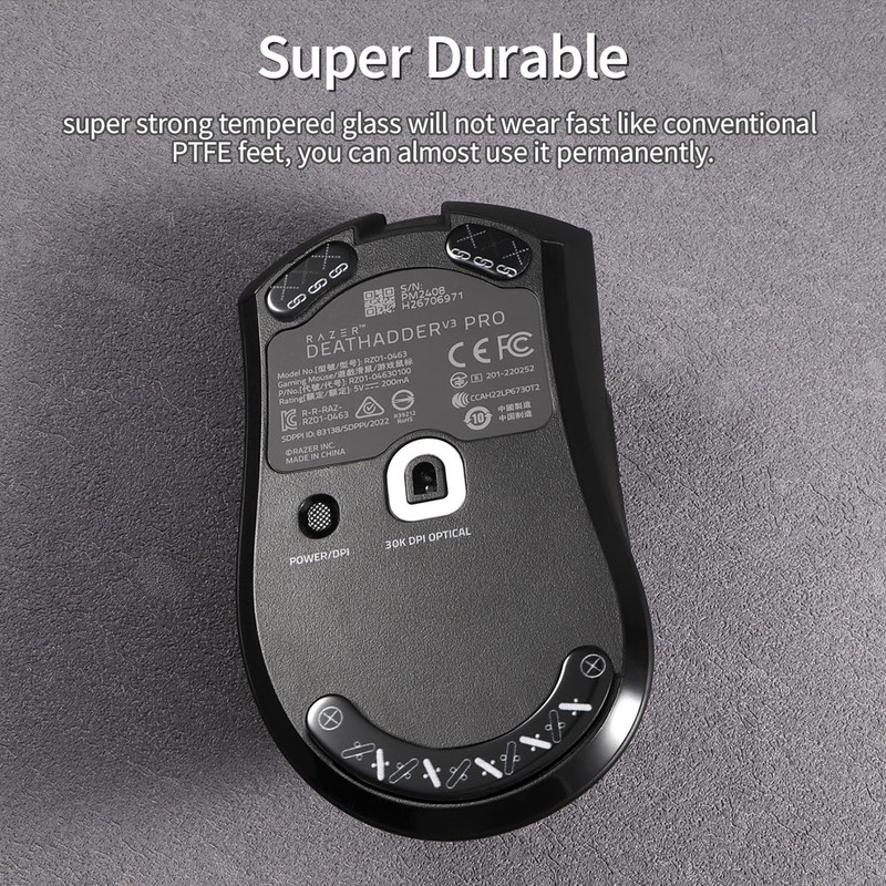 immoenuc Glass Mouse Skates for Razer Deathadder V3 Pro Mouse
