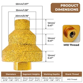 Diamond Step Drill Bits 20-35-50mm for Metal, Tile, Wood, Concrete, Marble, Engineered Stone, Multi Hole Opener Cone Bit Grinder Cutter, Beveling Chamfer Step Tapered Reamer, Multilayered Layer Bit