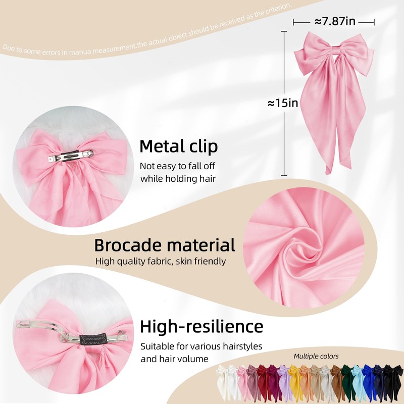 Large Hair Bows 2PCS Light Blue Long Tail Bow Hair