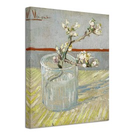Wieco Art Spring of Flowering Almond in a Glass Canvas Prints Wall Art by Van Gogh Famous Oil Paintings Reproduction Modern Floral Giclee Artwork Grey Flowers Pictures for Bedroom Home Decorations