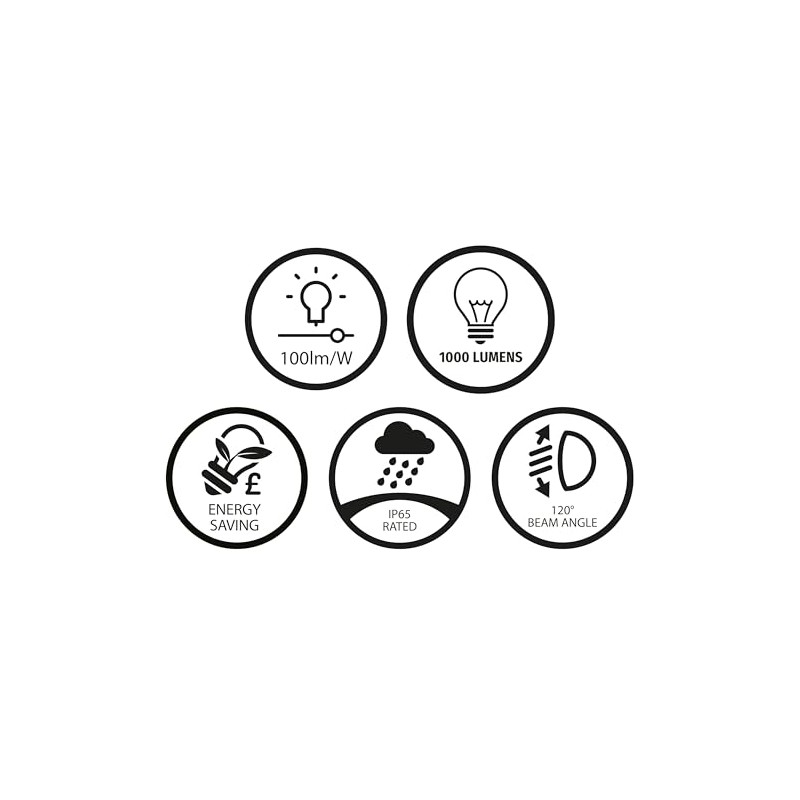 Bright Source Outdoor 10w LED Black Circle Bulkhead Black, IP44,