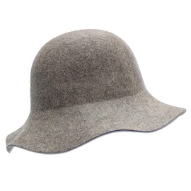 YING LAN Women's Elegant Wool Wide Brim Floppy Panama Hat Vintage Bowler Fedoras Hats Gray