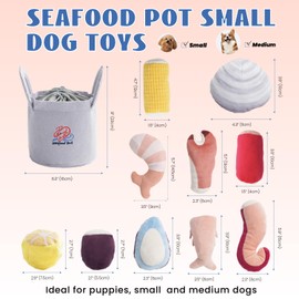 Nocciola 10 PCS Seafood Pot Small Dog Toys for Boredom, Squeaky Dog Toys to Keep Them Busy, Durable Puppy Dog Toys for Small Medium Dogs