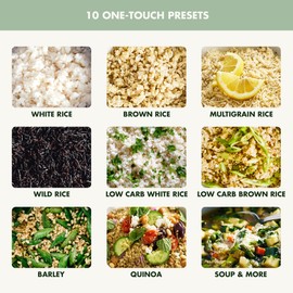 GreenPan Carb-Reducing Rice Cooker, Fuzzy Logic Tech, Auto Adjusting Time & Temp, 10 Presets, 4-Cup Uncooked, PFAS-Free Ceramic Nonstick Bowl, LED, Low-Carb Mode, Delay Timer, Steamer, Julep Green