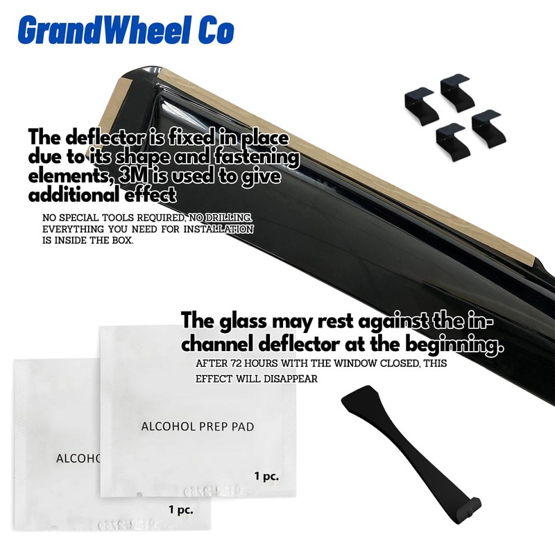 Window Deflectors Smoke Tinted in-Channel Side Window Vent Visor Deflectors