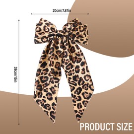 UEIOAVL Hair Clips, 1 Piece Hair Clip with Bow for Women Hair Clip with Long Tail Satin with Leopard Print Hair Clip for Women and Girls