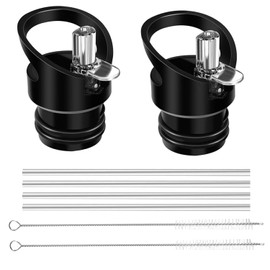 Prmape Pack of 2 Replacement Lid Straw Lid, Replacement Lid for Water Bottle with Straw, Straw Lid Wide Mouth, Sports Caps, Water Bottle Accessories for Water Bottles, Stand Bottles, Water Bottles
