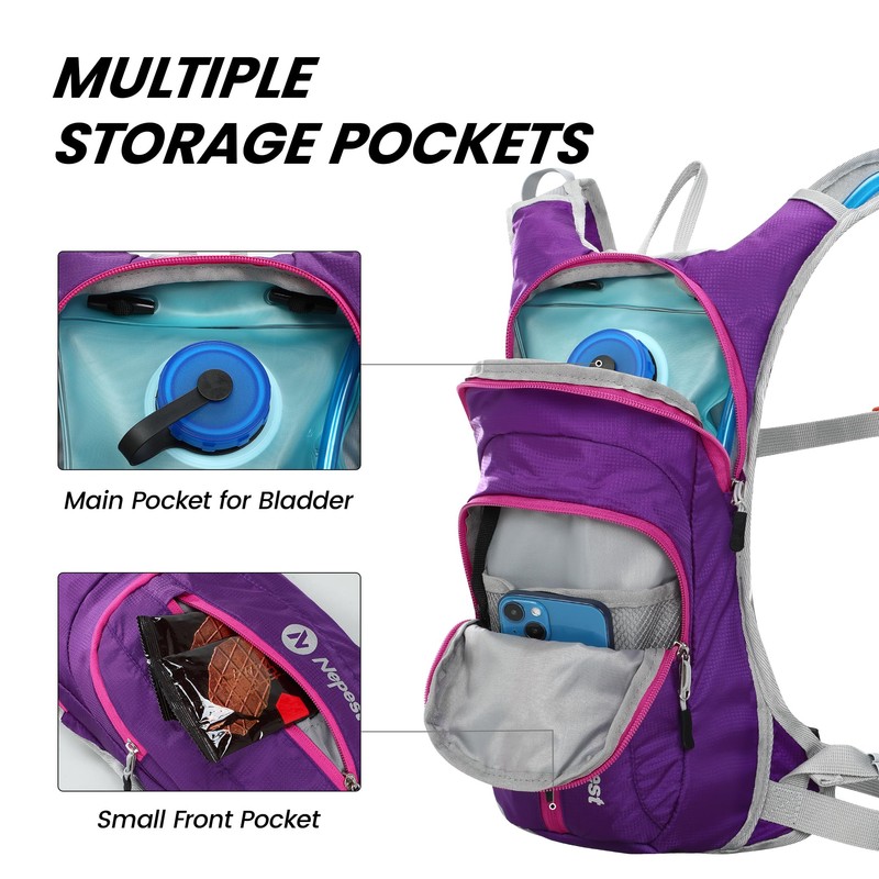 Nepest Hydration Pack Backpack with 2L Water Bladder, Lightweight Water