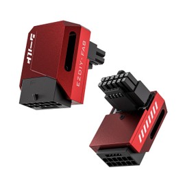 EZDIY-FAB PCIe 5.1 Adapter - 600W 12+4pin,16pin 12VHPWR GPU Power Connector,12V-2x6 GPU Adapter,90 Degree Right Angle - Compatible with RTX 3090Ti, 4070Ti, 4080, 4090 GPU - STD Type, Red, 1 Pack