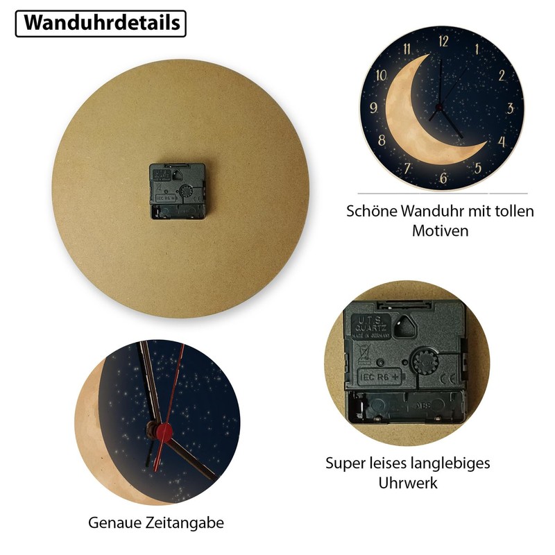 speecheese Night Sky with Half Moon Wall Clock Beautiful Clock