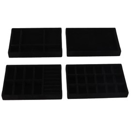 AIRZSNRY Stackable Jewelry Organizer for Drawer, Velvet Jewelry Storage Inserts, Jewelry Holder Tray for Dresser Stacking Accessories Display for Drawers, Set of 4