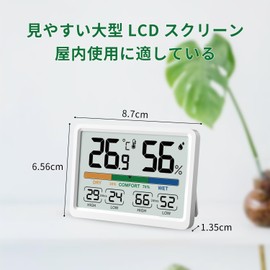 NOKLEAD Thermo-Hygrometer, Digital Thermometer, Hygrometer, Indoor Thermometer, Comfort Display, Tabletop Hygrometer, Magnet, Maximum Lowest Temperature and Humidity Display, LCD Large Screen, Room