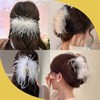 White Fluffy Feather Hair Claw for Women Girls Ostrich Fur