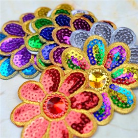10 Pieces Flower Patches for Iron-On Glitter Sequins Embroidered Patches for Sew-On Repair Appliques Patches for Clothes Jackets Hats Backpacks Jeans Repair DIY Accessories Rose
