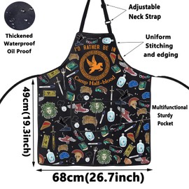 WZMPA Percy Movie Adjustable Apron Percy Movie Fans Gift I'd Rather Be In Camp Half-blood BBQ Apron For Baking Grilling, Camp Half-blood Ap