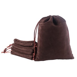 Sansam Medium Velvet Gift Bags with Drawstring, 10pcs 5.2x6.8 Inch Brown Drawstring Velvet Cloth Jewelry Pouches,Tarot Rune Bags