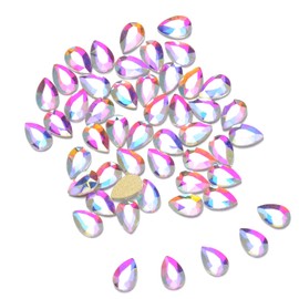 AD Beads Top Czech AB Crystal Multi-Shape Flatback Rhinestone Nail Art Decoration DIY (100 Pcs, 1. Drop 4x6mm)