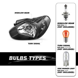 SOCKIR Headlight Assembly Fit for 2007-2011 Hyundai Accent, Rainproof Dustproof with Easy Installation, Black Housing with Clear Reflector (Driver & Passenger Side)