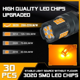 Sidaqi T20 7440 - foco LED CANBUS sin errores, resistencia de carga incorporada, antihiperflash, 4000 lm, 30SMD 992, W21W, WY21W, foco LED ámbar para luz delantera y trasera (paquete de 2)