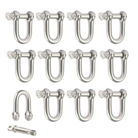 Pack of 12 Shackles D Shape, M4 Stainless Steel Shackle, D Shackle, Stainless Steel D Ring Shackle, D Ring Shackle, Straight, D Shackle Stainless Steel for Rigging Steel Rope Cords Chains Shackles