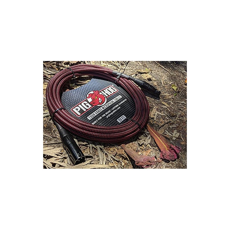 Pig Hog PHM20BRD Black/Red Woven High Performance XLR Microphone Cable,