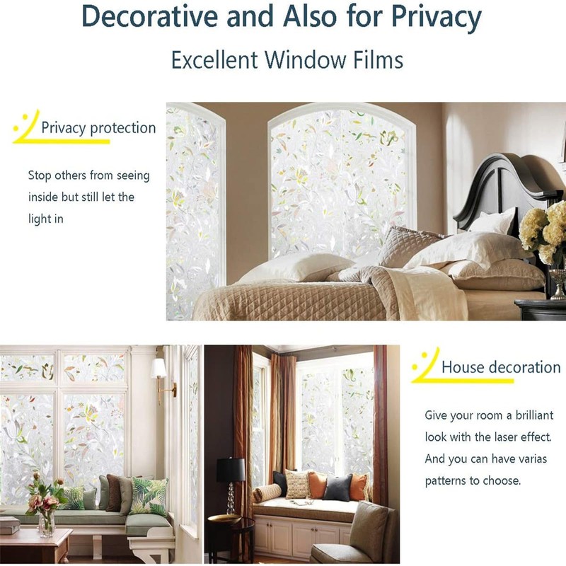 LEMON CLOUD Window Film, Decorative Window Privacy Film, 3D Stained