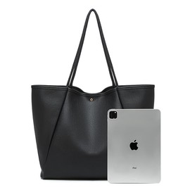 Dreubea Large Leather Tote Bag for Women - Big Work Bag, Spacious Minimalist Handbag, Tote Handbag for Office Black