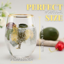 Onebttl Rooster Gifts for Women, Rooster Lovers, 17 Oz Stemless Wine Glass, Birthday Christmas Mandala Rooster Themed Gifts for Daughter, Mom, Wife