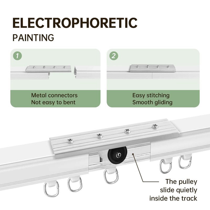 MaKefeile Curtain Tracks Ceiling Wall Mounted Heavy-Duty Curtains Rails Room