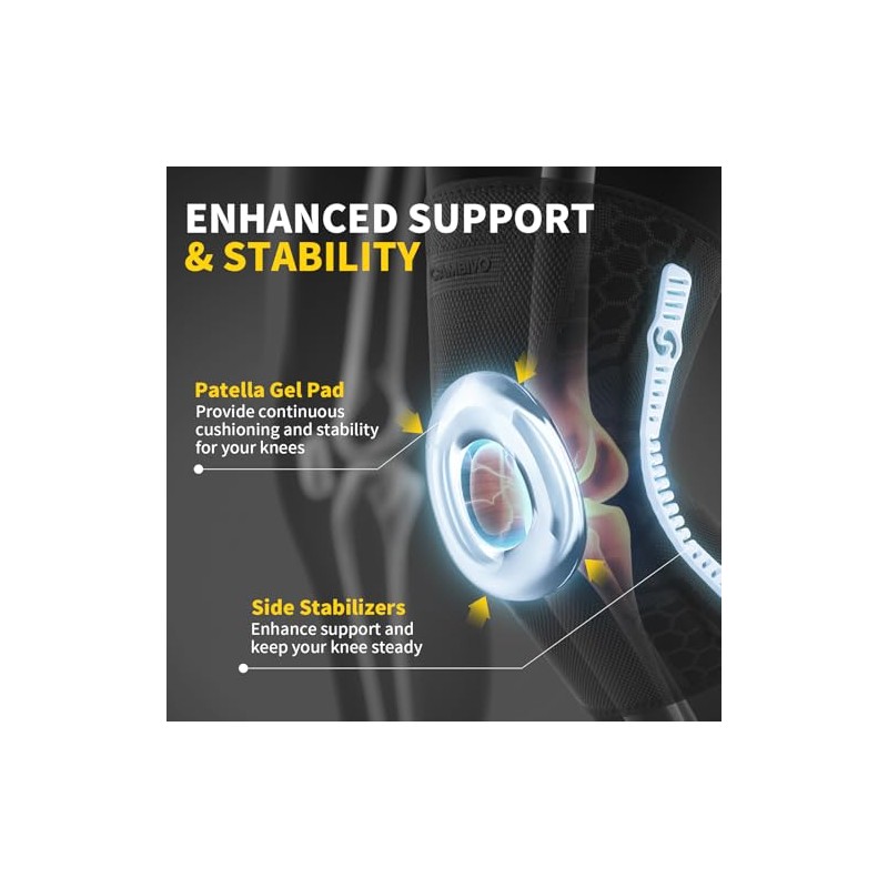 CAMBIVO Knee Brace with Patella Gel Pad & Side Stabilizers