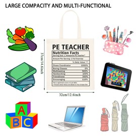 Coworker Retirement Gift PE Teacher Team Physical Education Teacher Nutrition Facts Tote Bag (PE TEACHER tote CA)
