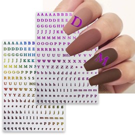 7 Sheets Colorful Letter Nail Stickers for Nail Art Letter Stickers Decals 3D Self-Adhesive Pegatinas Uñas English Alphabet Nail Supplies Nail Art Design Accessories for Women Girls DIY Manicure