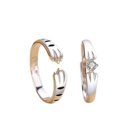 Cat Couple Rings for Him and Her Sets,Cat Rings for Women Adjustable Promise Ring Matching Couple Rings Valentine's Day Gifts for Men Women (A)