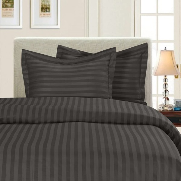 Elegant Comfort® 1500 Thread Count -Damask Stripes- Egyptian Quality Luxurious Silky Soft Wrinkle & Fade Resistant 3pc Duvet Cover Set, Full/Queen, Gray