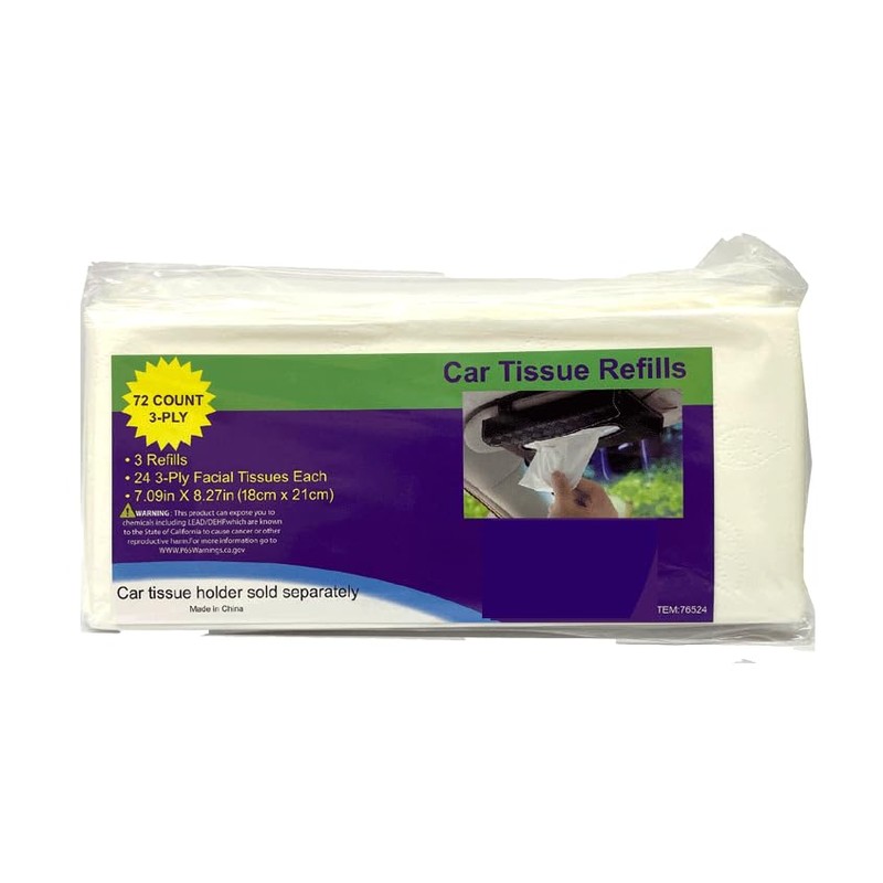 3-Ply Tissue Refill Pack for Car Visor Case Tissues Box