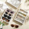 Amylove 4 Pcs Beige Sunglass Organizer Trays 4 Grids Velvet