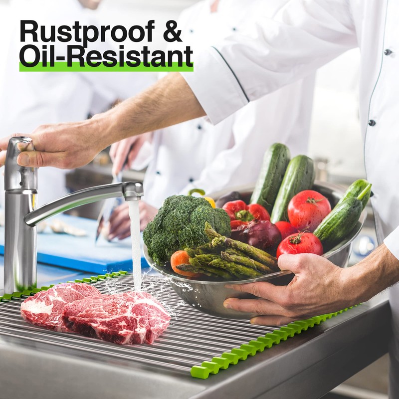 Pennakool Roll Up Dish Drying Rack - XL 20x18 Stainless