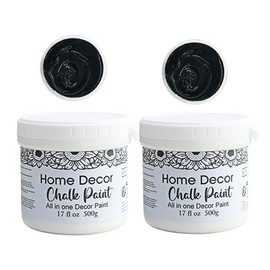 JAJADO 34 ounce Black Chalk Finish Furniture Paint 2 Jars/17oz, Matte Finish Wood Paint No Wax Needed, Non-Toxic Craft Paint Cabinet Paint Chalk Paint for Furniture, Home Decor, Metal, Doors