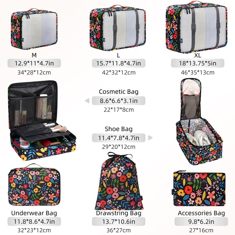 BAGAIL 8 Set Packing Cubes Luggage Packing Organizers for Travel