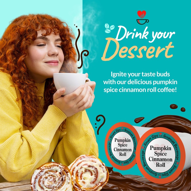 Pumpkin Spice Cinnamon Roll Coffee - 48 Count, Medium Roast