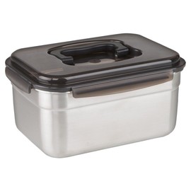 STENCOC Stainless Steel BPA Free Rectangular Leakproof Airtight Kimchi/Pickle/Food Storage Container Saver (3.6L / 122oz / 9.8") One Handle Half-Transparent Lid Stackable